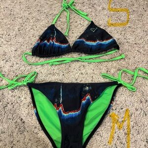 Pelagic new without tags Black and Green Bikini Set